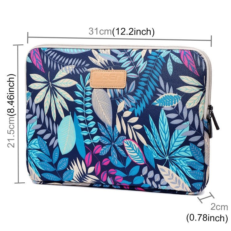 Lisen 11.6 inch Sleeve Case Colorful Leaves Zipper Briefcase Carrying Bag (Blue)