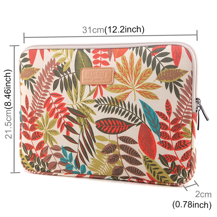 Lisen 11.6 inch Sleeve Case Colorful Leaves Zipper Briefcase Carrying Bag (White)
