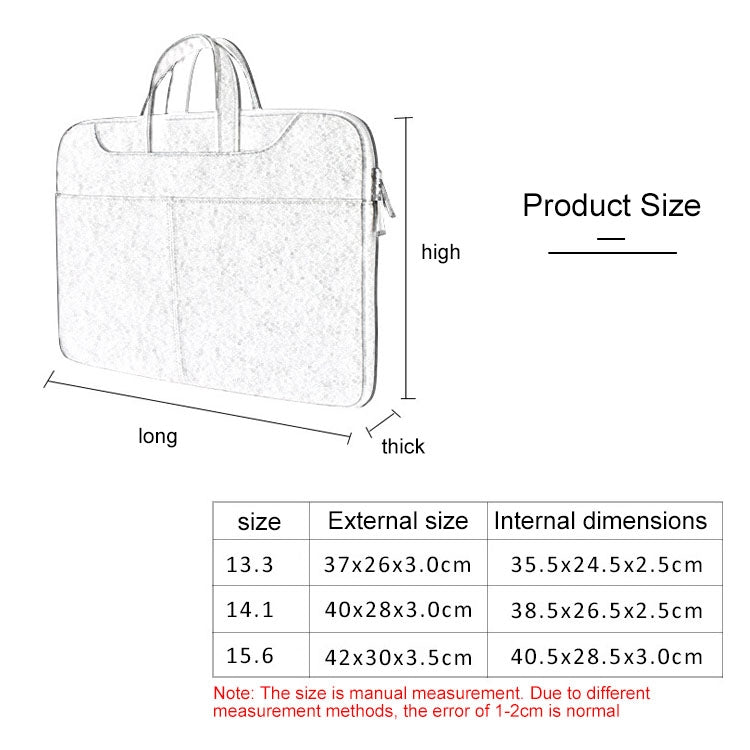 ST06S Waterproof PU Leather Zipper Hidden Portable Strap One-shoulder Handbag for 13.3 inch Laptops, with Magic Stick & Suitcase Belt (Light Grey)
