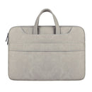 ST06S Waterproof PU Leather Zipper Hidden Portable Strap One-shoulder Handbag for 13.3 inch Laptops, with Magic Stick & Suitcase Belt (Light Grey)