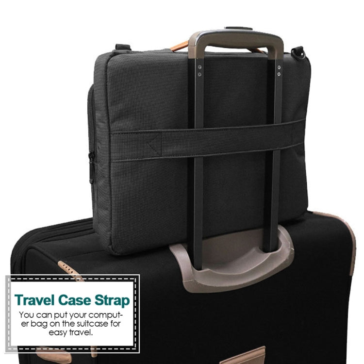 Nylon Waterproof Laptop Handbag Bag for 15-15.6 inch Laptops with Trunk Trolley Strap (Black)