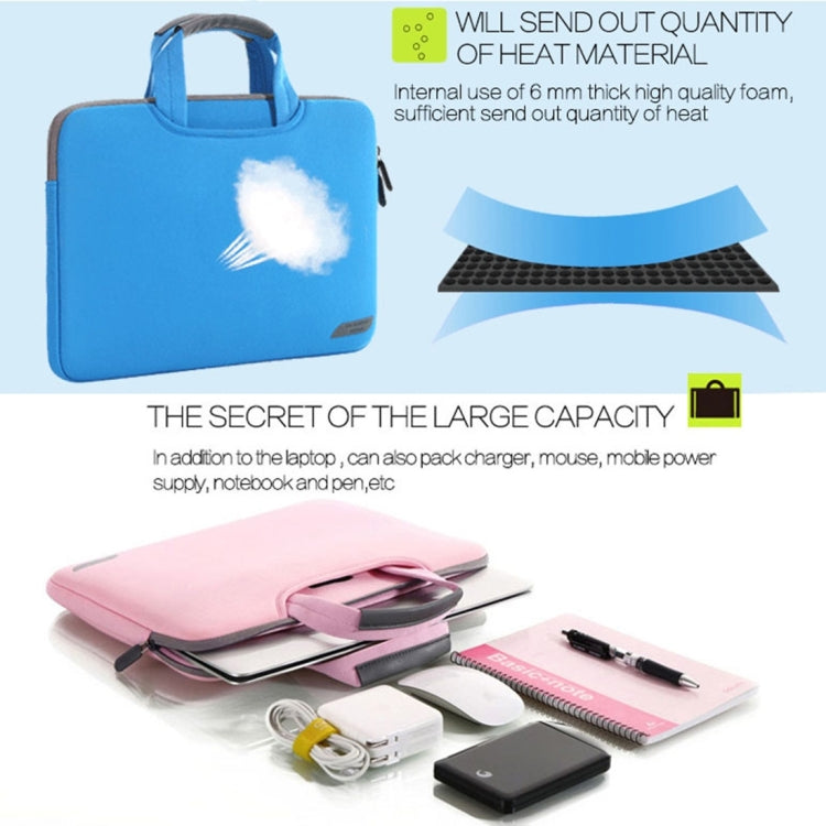 15.4 inch Portable Air Permeable Handheld Sleeve Bag for MacBook Air / Pro, Lenovo and other Laptops, Size: 38x27.5x3.5cm (Magenta)