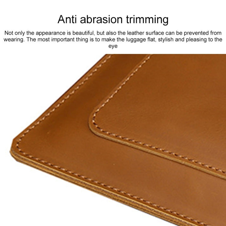 Universal Genuine Leather Business Zipper Laptop Tablet Bag For 15.4 inch and Below(Coffee)