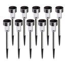 10 PCS Solar Energy Outdoor Lawn Lamp Stainless Steel IP65 Waterproof LED Decorative Garden Light (White Light)