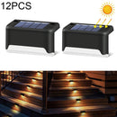 12 PCS Solar Powered LED Outdoor Stairway Light IP65 Waterproof Garden Lamp, Warm White Light(Black)