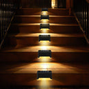 12 PCS Solar Powered LED Outdoor Stairway Light IP65 Waterproof Garden Lamp, Warm White Light(Black)