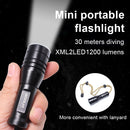 L01 1200LM LED Mini Diving Flashlight 30m Diving Depth (Black)