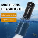 L01 1200LM LED Mini Diving Flashlight 30m Diving Depth (Black)
