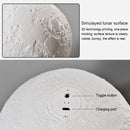 8cm Touch Control 3D Print Moon Lamp, USB Charging White + Yellow Light Color Changing LED Energy-saving Night Light with Wooden Holder Base