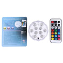 Waterproof Submersible LED Light, 10 LEDs Cylinder Remote Controlled with Remote Controllor, Remote Control Range(in Open Area): 24-30 Feet