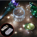 2m Silver Color Copper Wire String Light Festival Lamp / Decoration Light Strip, 20 LEDs SMD 0603 IP65 Waterproof CR2032 Button Batteries(White Light)