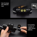 D25 10W 2 x XML-2 IPX6 Waterproof Headband Light, 2400 LM USB Charging Adjustable Outdoor LED Headlight
