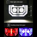 White + Red & Blue Warning Light COB LED Camping Tent Light, Multi-function Outdoor Portable Emergency Flashlight Lamp with Handle & Holder & USB Output Port