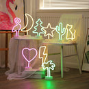 Four-leaf Clover Romantic Neon LED Holiday Light with Holder, Warm Fairy Decorative Lamp Night Light for Christmas, Wedding, Party, Bedroom(Green Light)