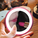 OneFire 1W 10 LEDs Multi-function Rechargeable Donut Shaped Makeup Mirror LED Desk Lamp Night Light, DC 5V(Pink)