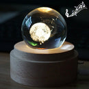 3D Word Engraving Crystal Ball Music Box Dandelion Pattern Electronic Swivel Musical Birthday Gift Home Decor with Music