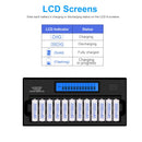 100-240V 12 Slot Battery Charger for AA / AAA / NI-MH / NI-CD Battery, with LCD Display, US Plug