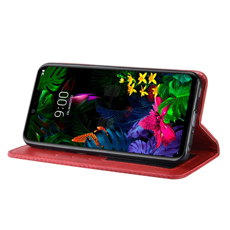 Magnetic Buckle Retro Texture Horizontal Flip Leather Case for LG G8 ThinQ, with Holder & Card Slots & Wallet (Red)