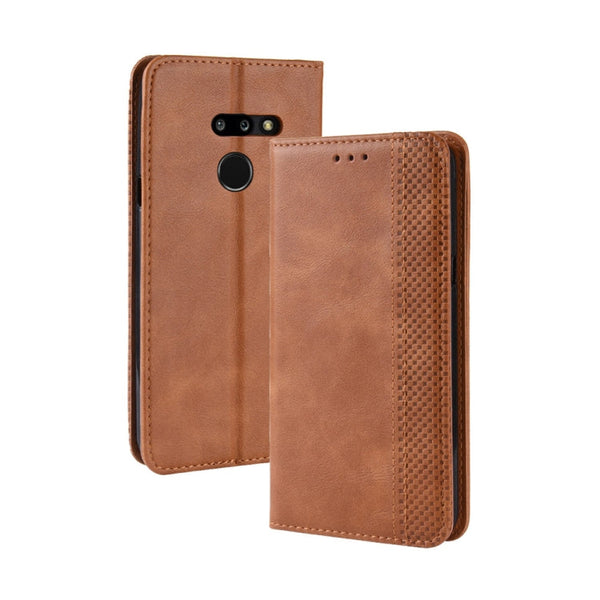 Magnetic Buckle Retro Texture Horizontal Flip Leather Case for LG G8 ThinQ, with Holder & Card Slots & Wallet (Brown)