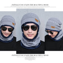 Fashion Winter Unisex Town Wall Beanie Scarf Suit, Thick and Plush Warm Knitted Hat(Grey)