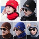 Fashion Winter Unisex Town Wall Beanie Scarf Suit, Thick and Plush Warm Knitted Hat(Grey)