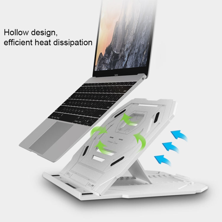 T3 Multi-function Hollow Design Cooling Bracket with 10-Level Adjustable Angle for Notebook, MacBook, iPad, Mobile Phones(White)