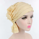 Muslim Stacking Cap Chiffon Fold Turban Cap Chemotherapy Cap (Beige)
