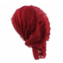 Muslim Stacking Cap Chiffon Fold Turban Cap Chemotherapy Cap (Wine Red)