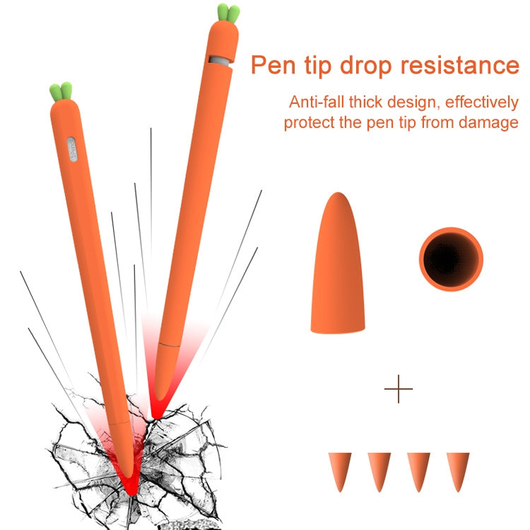 LOVE MEI For Apple Pencil 2 Carrot Shape Stylus Pen Silicone Protective Case Cover(Orange)