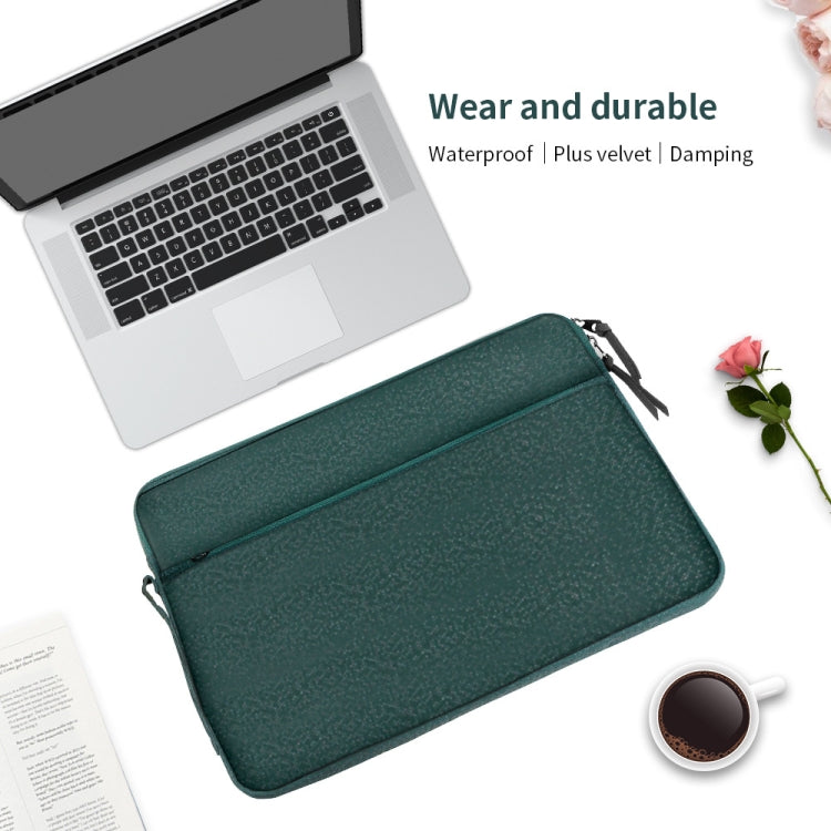 Diamond Pattern Portable Waterproof Sleeve Case Double Zipper Briefcase Laptop Carrying Bag for 11-12 inch Laptops (Green)