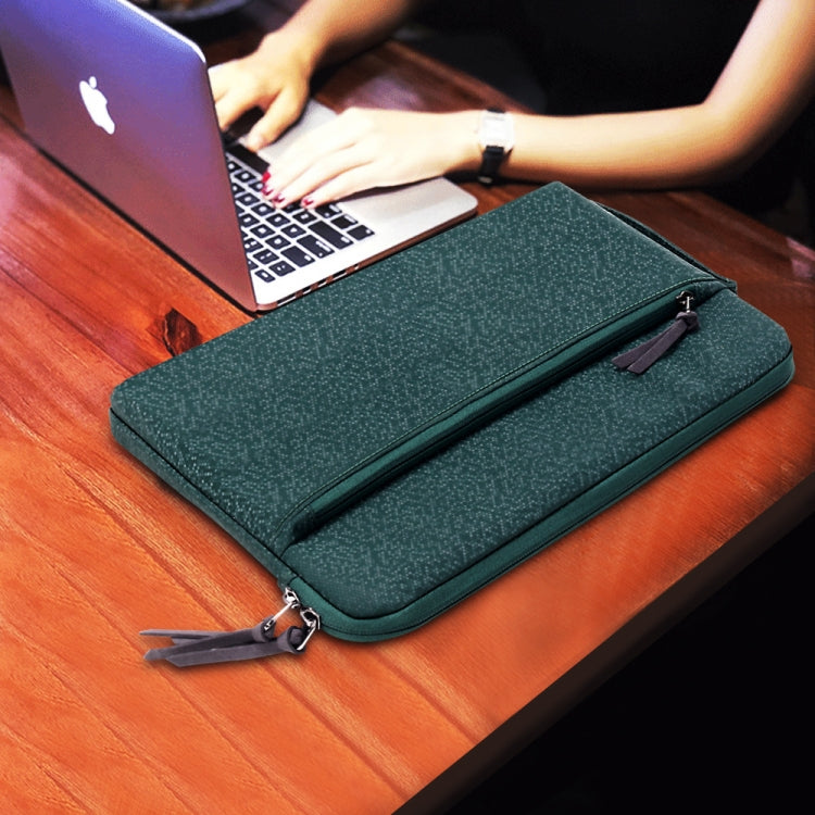 Diamond Pattern Portable Waterproof Sleeve Case Double Zipper Briefcase Laptop Carrying Bag for 15-15.4 inch Laptops (Grey)