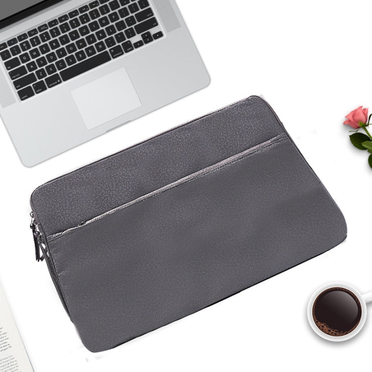 Diamond Pattern Portable Waterproof Sleeve Case Double Zipper Briefcase Laptop Carrying Bag for 15-15.4 inch Laptops (Grey)