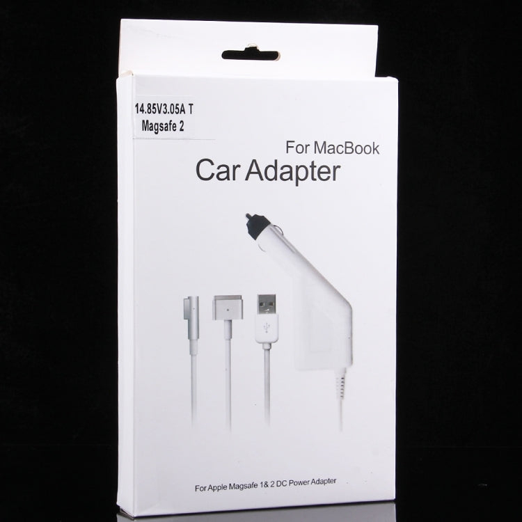 45W 14.85V 3.05A 5 Pin T Style MagSafe 2 Car Charger with 1 USB Port for Apple Macbook A1466 / A1436 / A1465 / A1435 / MD224 / MD231 / MD761 / MD711, Length: 1.7m(White)