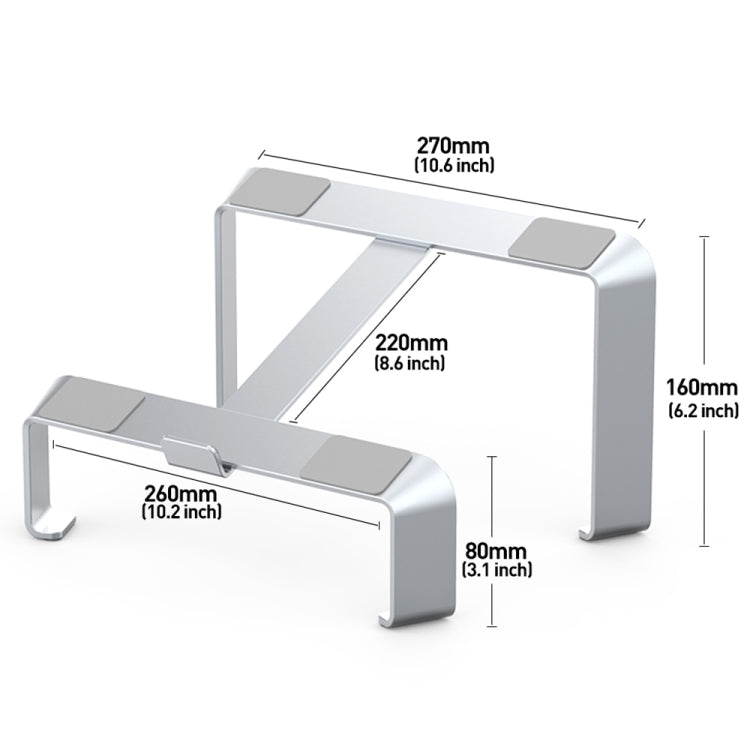 R-JUST BJ05 Detachable I-shaped Aluminum Alloy Laptop Holder for 13-17 inch Laptops (Silver)