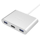 ORICO RCH3A USB-C / Type-C to HDMI & USB-C / Type-C & 3 x USB-A / Type-A Converter Aluminum HUB for Macbook / New Macbook Pro / Huawei Matebook(Silver)
