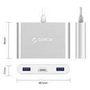 ORICO RCH3A USB-C / Type-C to HDMI & USB-C / Type-C & 3 x USB-A / Type-A Converter Aluminum HUB for Macbook / New Macbook Pro / Huawei Matebook(Silver)