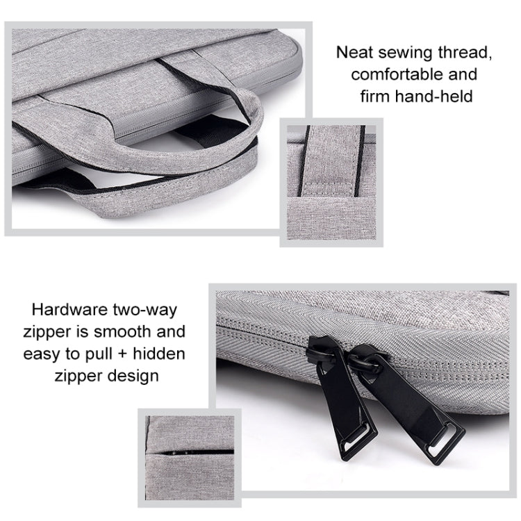 ST03S 14.1 inch Double Side Pockets Wearable Oxford Cloth Soft Handle Portable Laptop Tablet Bag(Grey)