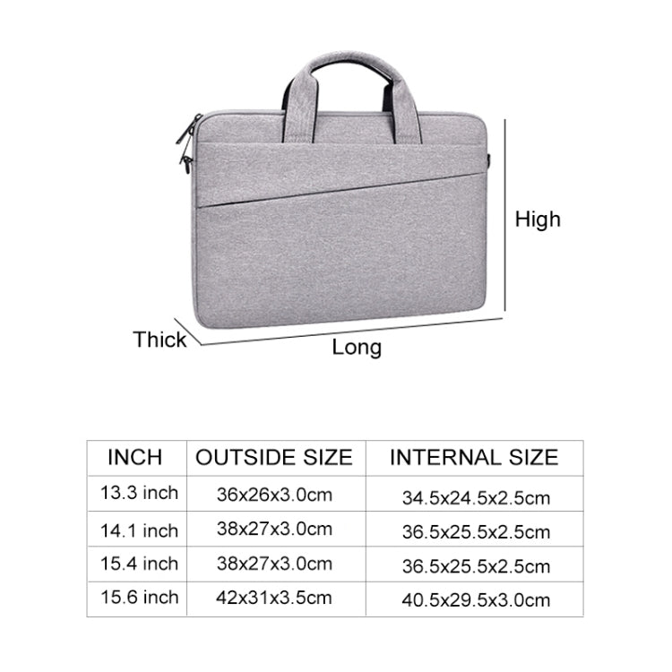 ST03S 14.1 inch Double Side Pockets Wearable Oxford Cloth Soft Handle Portable Laptop Tablet Bag(Grey)