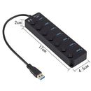 7 Ports USB 3.0 High Speed Multi Hub Expansion with Switch for PC & Laptop