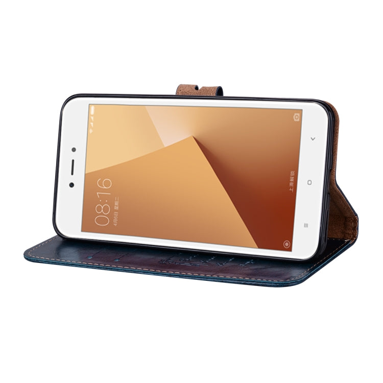 For Xiaomi Redmi Note 5A Without Fingerprint Identification Oil Wax Texture Horizontal Flip Leather Case with Holder & Card Slots & Wallet(Blue)