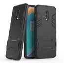 Shockproof PC + TPU Case for OnePlus 6T, with Holder(Black)