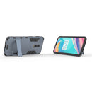 Shockproof PC + TPU Case for OnePlus 6T, with Holder(Navy Blue)