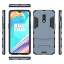 Shockproof PC + TPU Case for OnePlus 6T, with Holder(Navy Blue)