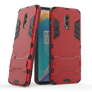 Shockproof PC + TPU Case for OnePlus 6T, with Holder(Red)