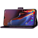 Lucky Clover Pressed Flowers Pattern Leather Case for OnePlus 6T, with Holder & Card Slots & Wallet & Hand Strap(Black)