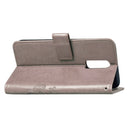 Lucky Clover Pressed Flowers Pattern Leather Case for OnePlus 6T, with Holder & Card Slots & Wallet & Hand Strap (Grey)