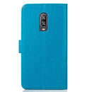 Lucky Clover Pressed Flowers Pattern Leather Case for OnePlus 6T, with Holder & Card Slots & Wallet & Hand Strap (Blue)