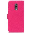 Lucky Clover Pressed Flowers Pattern Leather Case for OnePlus 6T, with Holder & Card Slots & Wallet & Hand Strap (Magenta)