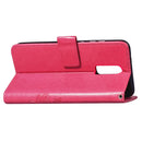 Lucky Clover Pressed Flowers Pattern Leather Case for OnePlus 6T, with Holder & Card Slots & Wallet & Hand Strap (Magenta)
