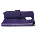 Lucky Clover Pressed Flowers Pattern Leather Case for OnePlus 6T, with Holder & Card Slots & Wallet & Hand Strap (Purple)